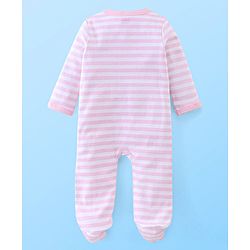 Babyhug Cotton Knit Full Sleeves Footed Sleepsuit Kitty Print Pack of 2 - Red & Pink