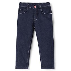 Babyhug Cotton Spandex Full Length Stretchable Solid Jeans - Dark Blue