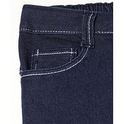 Babyhug Cotton Spandex Full Length Stretchable Solid Jeans - Dark Blue