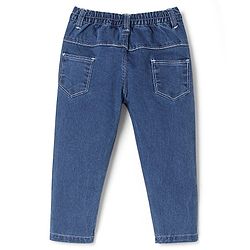 Babyhug Cotton Spandex Full Length Stretchable Solid Jeans - Dark Blue