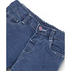 Babyhug Cotton Spandex Full Length Stretchable Solid Jeans - Dark Blue