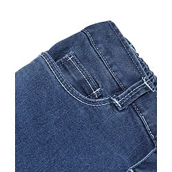 Babyhug Cotton Spandex Full Length Stretchable Solid Jeans - Dark Blue