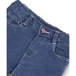 Babyhug Cotton Spandex Full Length Stretchable Solid Jeans - Dark Blue