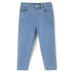 Babyhug Cotton Spandex Full Length Stretchable Solid Jeans - Dark Blue
