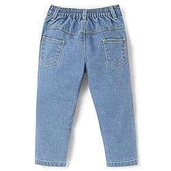 Babyhug Cotton Spandex Full Length Stretchable Solid Jeans - Dark Blue