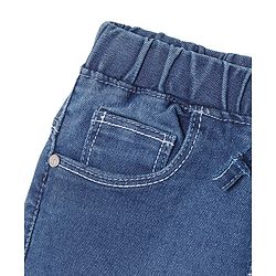 Babyhug Cotton Spandex Full Length Solid Color Stretchable Washed Denim Joggers - Dark Blue
