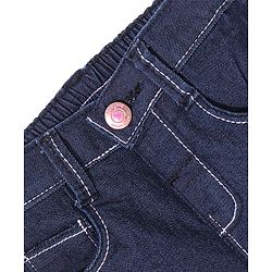 Babyhug Cotton Spandex Capri Length Stretchable Solid Jeans - Dark Blue