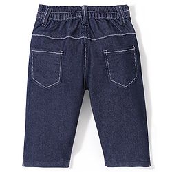 Babyhug Cotton Spandex Capri Length Stretchable Solid Jeans - Dark Blue