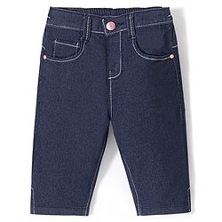 Babyhug Cotton Spandex Capri Length Stretchable Solid Jeans - Dark Blue