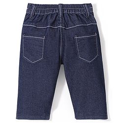 Babyhug Cotton Spandex Capri Length Stretchable Solid Jeans - Dark Blue