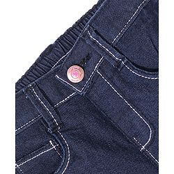 Babyhug Cotton Spandex Capri Length Stretchable Solid Jeans - Dark Blue