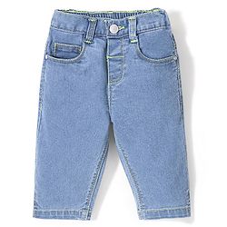 Babyhug Cotton Spandex Capri Length Stretchable Solid Jeans - Dark Blue