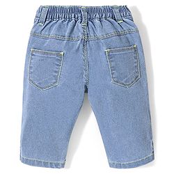 Babyhug Cotton Spandex Capri Length Stretchable Solid Jeans - Dark Blue