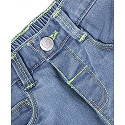 Babyhug Cotton Spandex Capri Length Stretchable Solid Jeans - Dark Blue