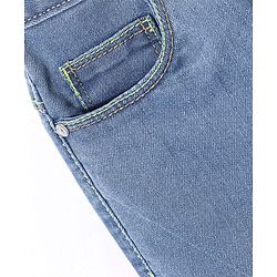 Babyhug Cotton Spandex Capri Length Stretchable Solid Jeans - Dark Blue
