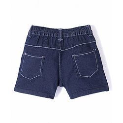 Babyhug Cotton Poly Washed Denim Shorts With Stretch - Dark Blue