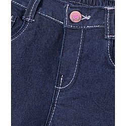 Babyhug Cotton Poly Washed Denim Shorts With Stretch - Dark Blue