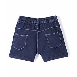 Babyhug Cotton Poly Washed Denim Shorts With Stretch - Dark Blue