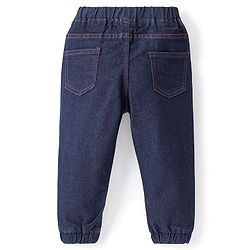 Babyhug Denim Washed Full Length  Jogger With Stretch - Dark Blue