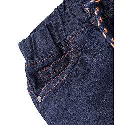 Babyhug Denim Washed Full Length  Jogger With Stretch - Dark Blue