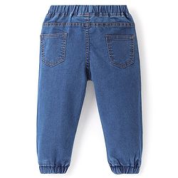 Babyhug Denim Washed Full Length  Jogger With Stretch - Medium Blue