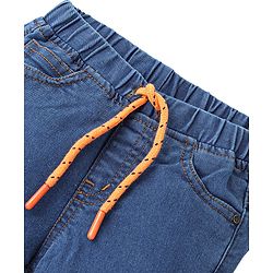 Babyhug Denim Washed Full Length  Jogger With Stretch - Medium Blue