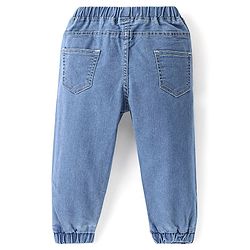 Babyhug Denim Washed Full Length  Jogger With Stretch - Light Blue