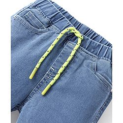 Babyhug Denim Washed Full Length  Jogger With Stretch - Light Blue