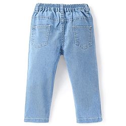 Babyhug Denim Washed Full Length  With Stretch Jeans Solid Colour   Fly With Zipper -  Light Blue
