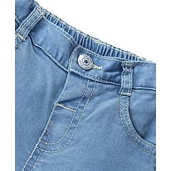 Babyhug Denim Washed Full Length  With Stretch Jeans Solid Colour   Fly With Zipper -  Light Blue