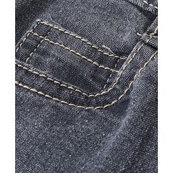 Babyhug Cotton Spandex Full Length Jeans With Stretch Solid Color   Fly With Zipper -  Charcoal Grey