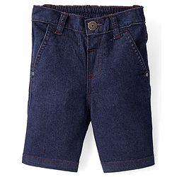 Babyhug Cotton Above Knee Length Bermuda With Stretch Solid Colour - Dark Blue