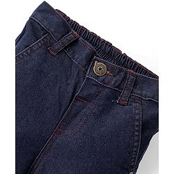 Babyhug Cotton Above Knee Length Bermuda With Stretch Solid Colour - Dark Blue