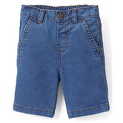 Babyhug Cotton Above Knee Length Bermuda With Stretch Solid Colour - Dark Blue