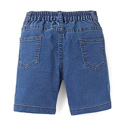 Babyhug Cotton Above Knee Length Bermuda With Stretch Solid Colour - Dark Blue