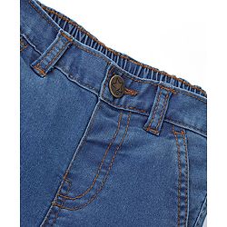 Babyhug Cotton Above Knee Length Bermuda With Stretch Solid Colour - Dark Blue