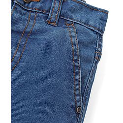 Babyhug Cotton Above Knee Length Bermuda With Stretch Solid Colour - Dark Blue