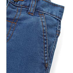 Babyhug Cotton Above Knee Length Bermuda With Stretch Solid Colour - Dark Blue