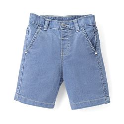 Babyhug Cotton Above Knee Length Bermuda With Stretch Solid Colour - Dark Blue