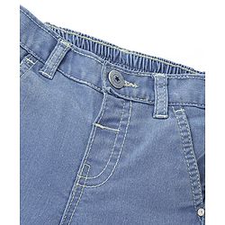 Babyhug Cotton Above Knee Length Bermuda With Stretch Solid Colour - Dark Blue