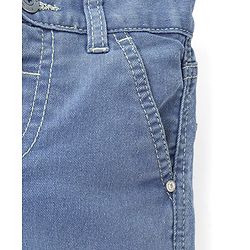 Babyhug Cotton Above Knee Length Bermuda With Stretch Solid Colour - Dark Blue