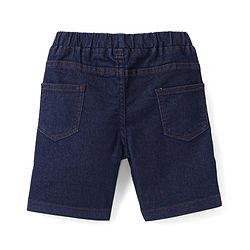 Babyhug Cotton Denim Above Knee Length Bermuda With Stretch Solid Colour - Dark Blue