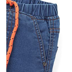 Babyhug Cotton Denim Above Knee Length Bermuda With Stretch Solid Colour - Blue