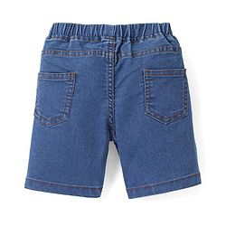 Babyhug Cotton Denim Above Knee Length Bermuda With Stretch Solid Colour - Dark Blue