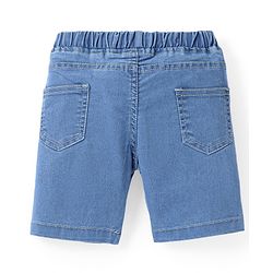 Babyhug Cotton Denim Above Knee Length Bermuda With Stretch Solid Colour - Dark Blue