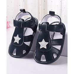 Cute Walk by Babyhug Booties with Velcro Closure Star Design - Navy Blue