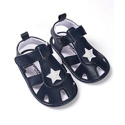 Cute Walk by Babyhug Booties with Velcro Closure Star Design - Navy Blue