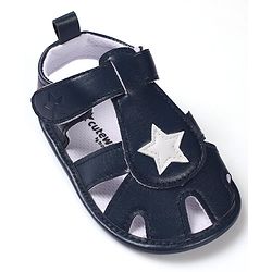 Cute Walk by Babyhug Booties with Velcro Closure Star Design - Navy Blue