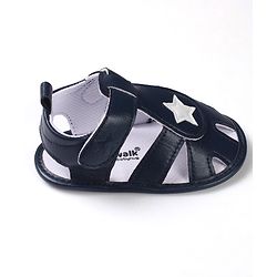 Cute Walk by Babyhug Booties with Velcro Closure Star Design - Navy Blue