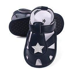 Cute Walk by Babyhug Booties with Velcro Closure Star Design - Navy Blue